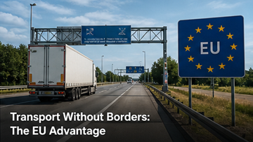 Truck crossing European border without customs EU single market free movement goods highway Europe